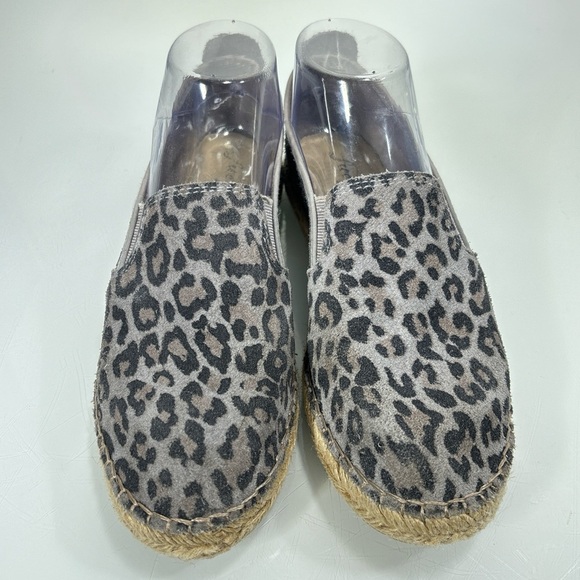 Free People Gray Black Suede Freeway Leopard Print Espadrille Flats Sz 38 - Picture 3 of 14